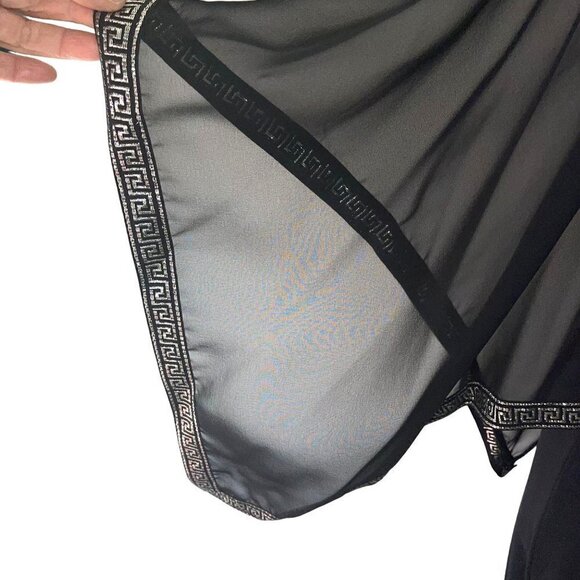 Vintage Womens Maxi Dress Cape Set Black Size Medium 70s Empire Waist Greek Trim - Picture 11 of 16